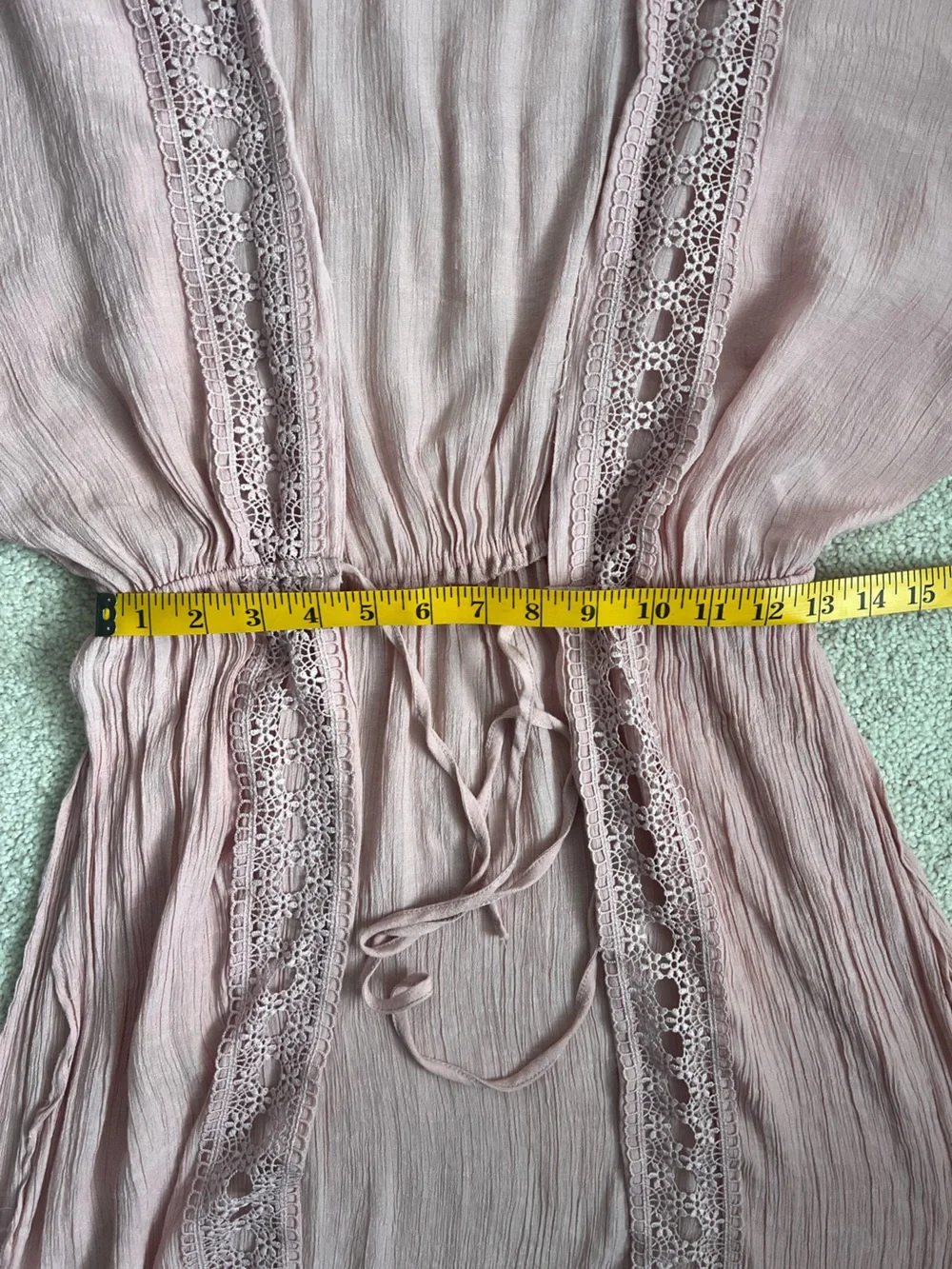 Love Tree Blush Pink Crochet Trim Kimono Duster Cardigan - Picture 8 of 10